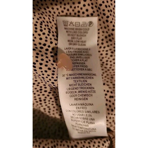 Adrianna Papell Womens Size Small Blouse Tan Mini Polka Dots Tunic Long Sleeve - Picture 8 of 9